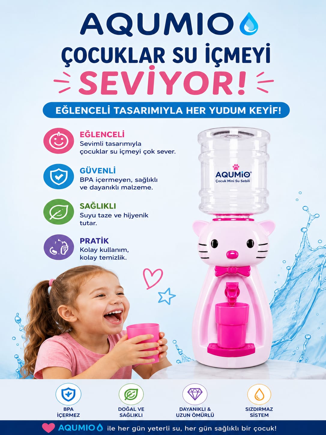 AQUMIO® 💧Çocuk Mini Su Sebili 2.5L