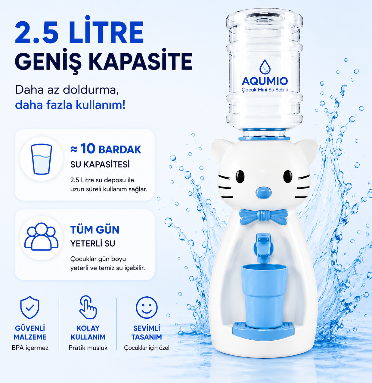 AQUMIO® 💧Çocuk Mini Su Sebili 2.5L