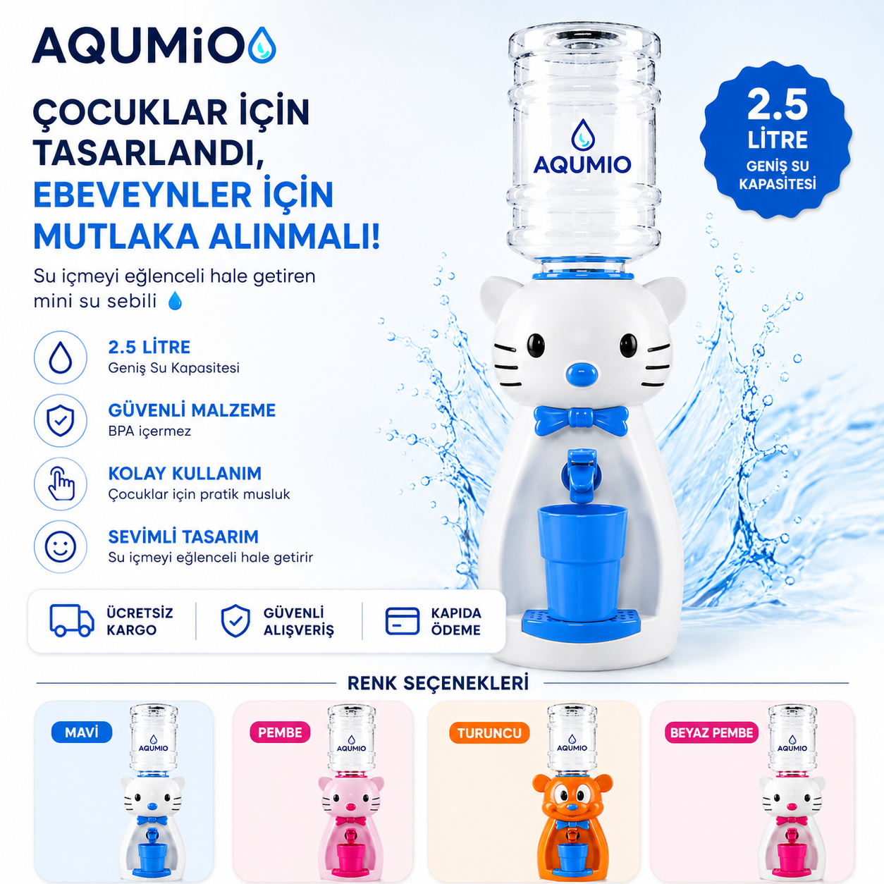 AQUMIO® 💧Çocuk Mini Su Sebili 2.5L